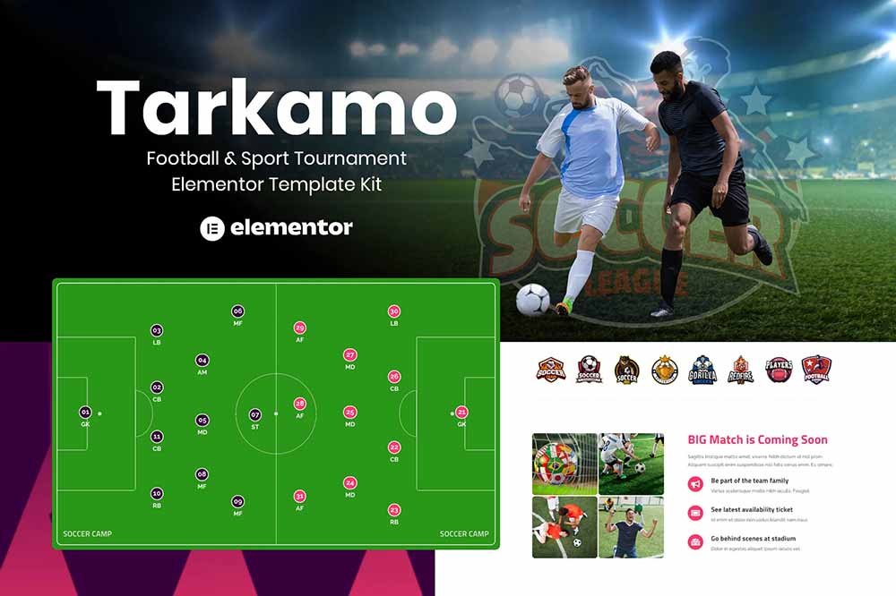 Tarkamo – 足球和体育赛事 Elementor 模板套件